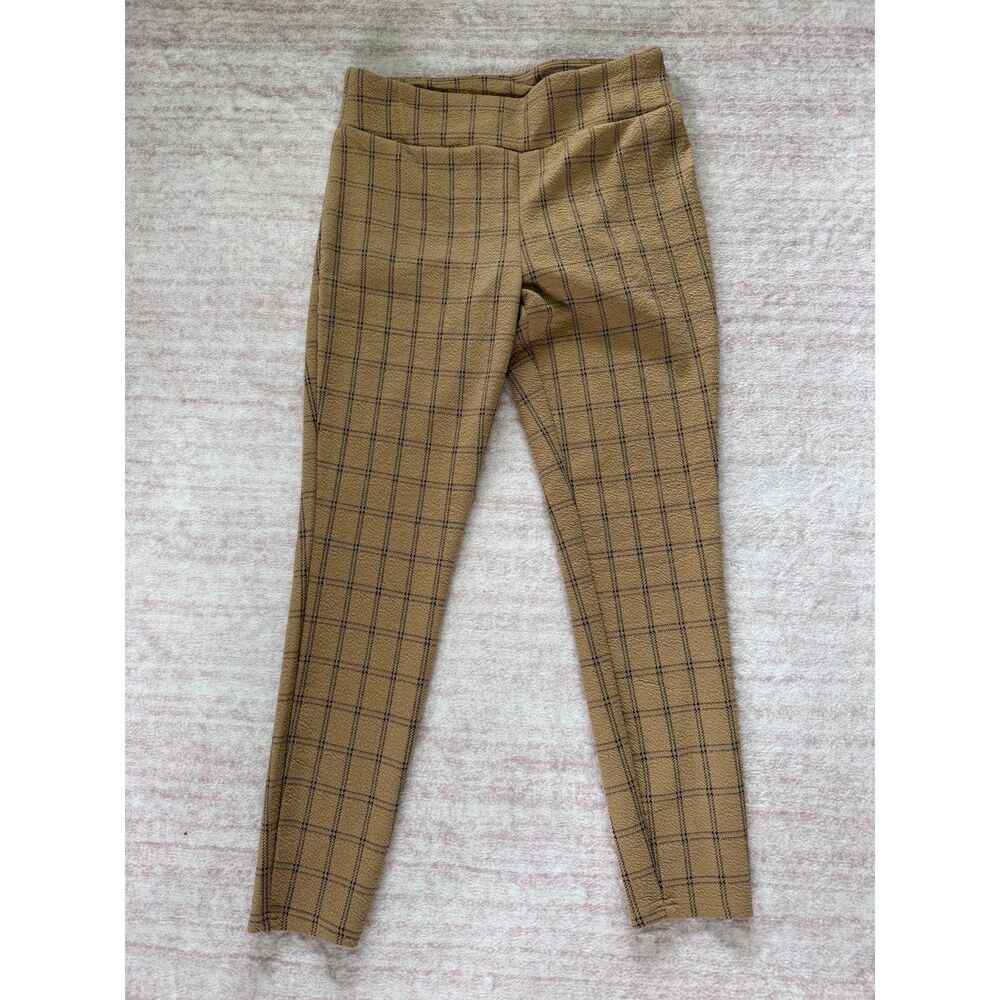 NWT LuLaRoe LUXE Large Tan Black Plaid Jacquard Leggings Pants